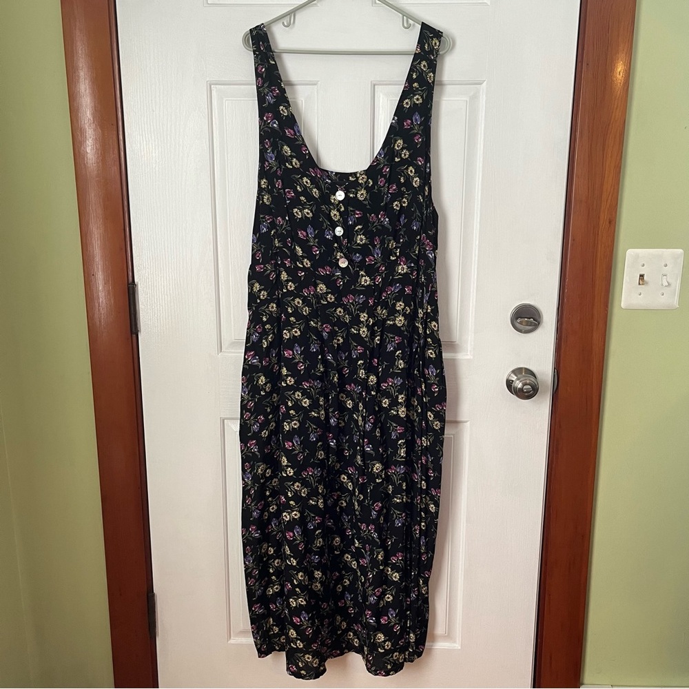Vintage Jamie Brooke dark floral sundress with pockets